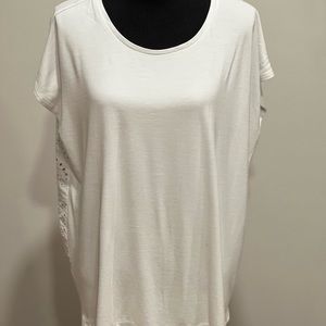 Ann Taylor Factory White Short-Sleeve Top w/Eyelet Design on Back; XL, *NWT*